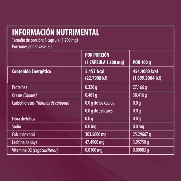 Calcio de Coral + Vitamina D2 30 Caps Best Health - Imagen 2