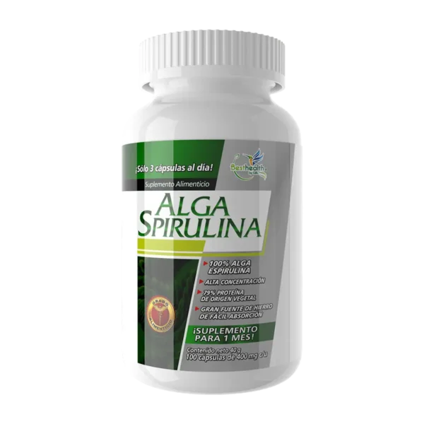 Alga Espirulina Orgánica 100 Caps - Nutrición Esencial Best Health
