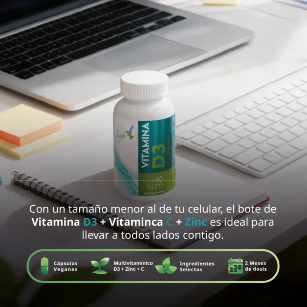 Vitamina D3 + Vitamina C + Zinc 60 cápulas Best Health - Imagen 3