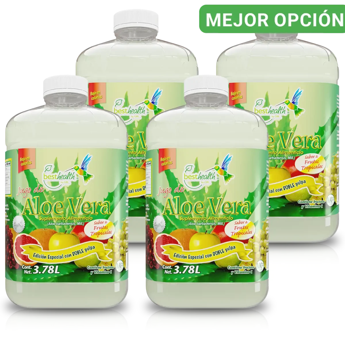 4 Pack Jugo de Aloe Vera Galón 3.78 L | MEJOR PRECIO POR GALÓN | BEST HEALTH