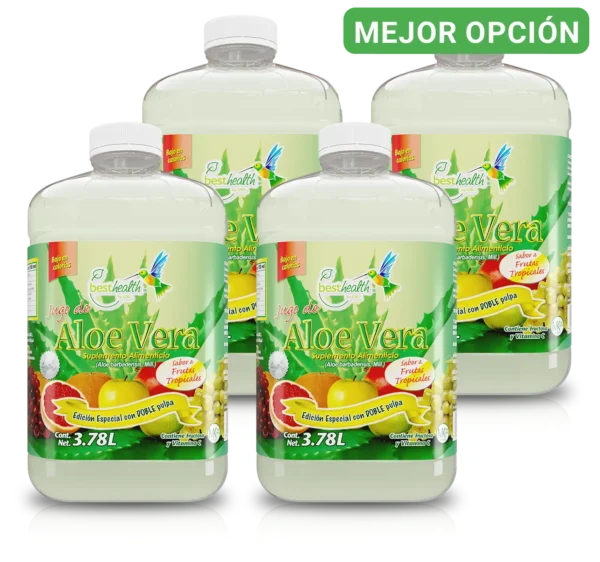 4 Pack Jugo de Aloe Vera Galón 3.78 L | MEJOR PRECIO POR GALÓN | BEST HEALTH